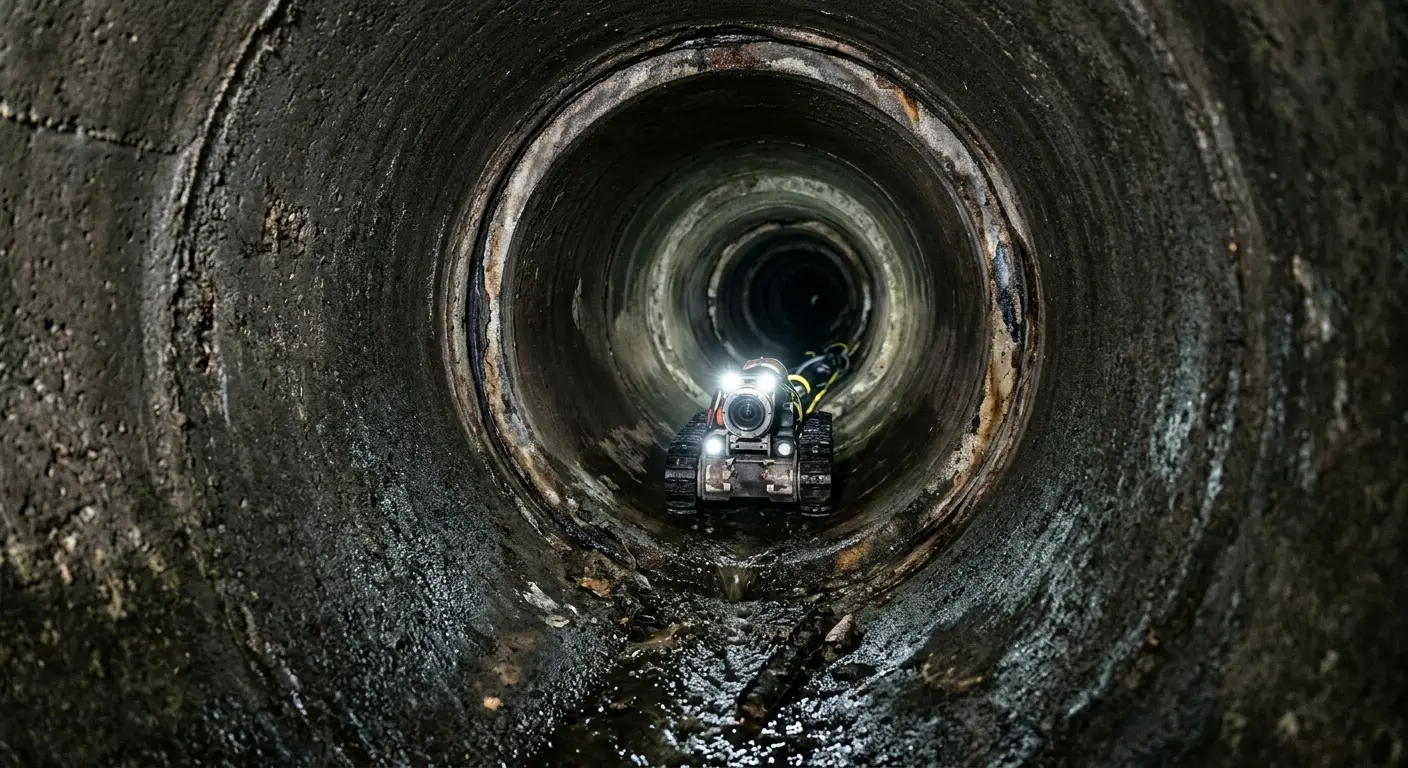 Robotic sewer camera inspecting pipe interior for Drain Snake Service in Pullman